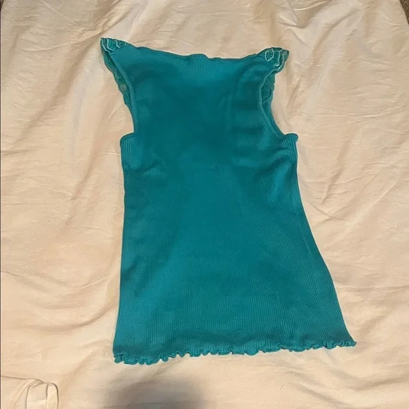 Marciano Teal Lace Trim Tank Top 100% cotton - Picture 4 of 4
